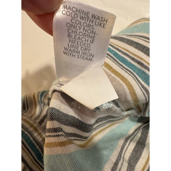 J. Jill NWT Aqua Beige Striped Linen Blend Pull-On Pants 3X - Picture 6 of 7